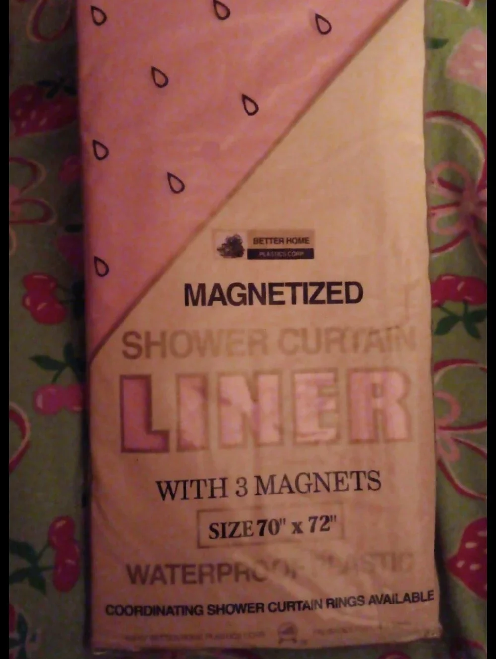 Pink 2002 magnetized shower curtain liner new